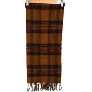 American Eagle Outfitters Scarf 100% Lambswool Plaid Fringe Made in Scotland